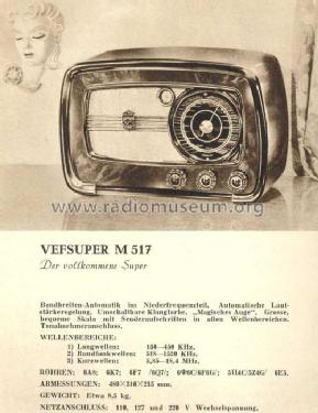 Vefsuper M517; VEF Radio Works (ID = 34870) Radio