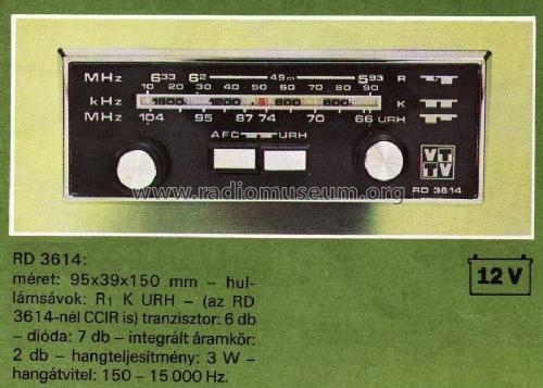 Car Radio RD-3614; Videoton; (ID = 1065915) Car Radio