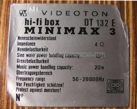 Minimax-3 DT-132E; Videoton; (ID = 1174990) Speaker-P