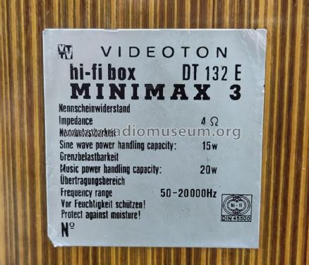 Minimax-3 DT-132E; Videoton; (ID = 3004647) Speaker-P