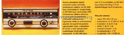 Car Radio RD 3603R; Videoton; (ID = 713453) Car Radio