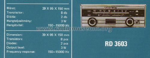 Car Radio RD 3603R; Videoton; (ID = 713819) Car Radio