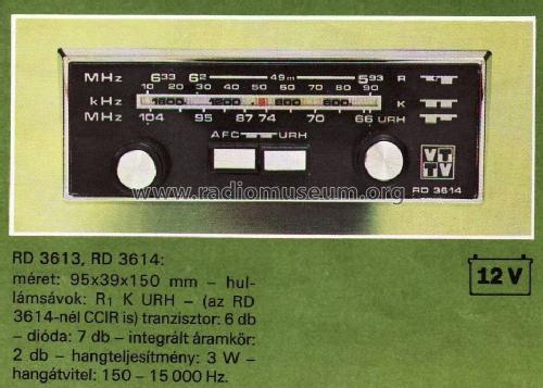 Car Radio RD-3614; Videoton; (ID = 709225) Car Radio