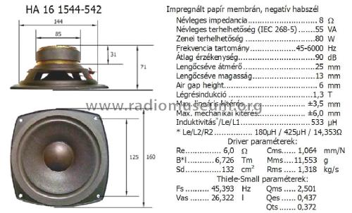 Speaker HA16/1178/542; Videoton; (ID = 839330) Parleur