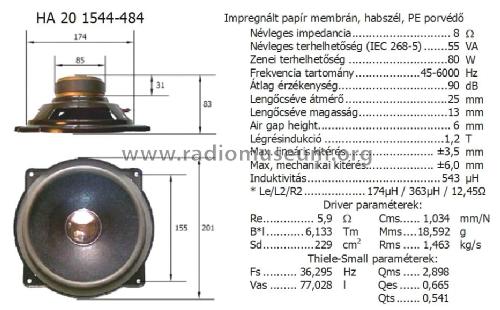 Speaker HA20/1138/484; Videoton; (ID = 839500) Altavoz-Au