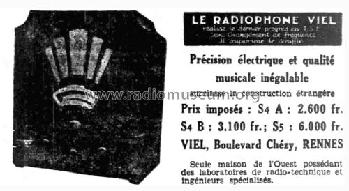 Radiophone S4A; Viel, E. pas Vial; (ID = 1862556) Radio