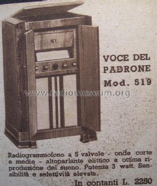 519 Ch= 181; La Voce del Padrone; (ID = 743443) Radio