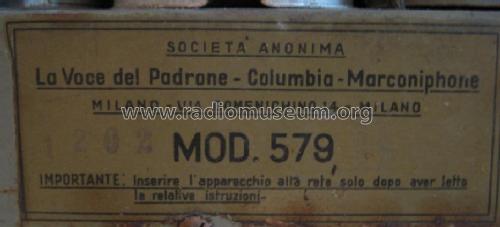 579B; La Voce del Padrone; (ID = 1204979) Radio