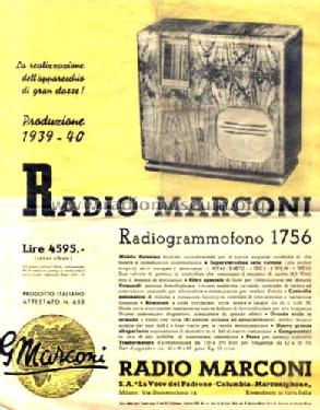 Marconi 1756 ; La Voce del Padrone; (ID = 1036696) Radio