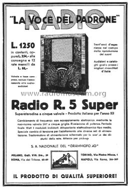 R5 Super; La Voce del Padrone; (ID = 1191532) Radio