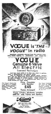 Vogue 6 All Electric ; Vogue Brand Allan’s (ID = 2522686) Radio