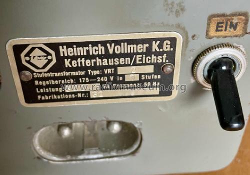 Stelltransformator VRT2; Vollmer , Heinrich (ID = 2848889) Power-S