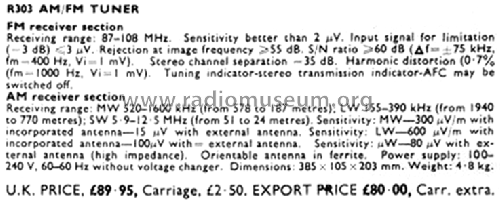 AM/FM Tuner R303; Voxson, FARET F.A.R. (ID = 2712604) Radio