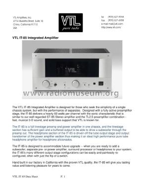 Integrated Amplifier IT-85; VTL Amplifiers, Inc. (ID = 2025328) Ampl/Mixer