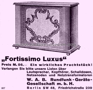 Fortissimo Luxus ; WAB Rundfunkgeräte (ID = 1618845) Speaker-P