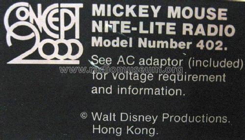 Mickey Mouse Nite-Lite Radio 402 ; Concept 2000 Hong (ID = 1308031) Radio
