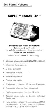 Radar 1947 ; Walther, J.; Paris (ID = 1473390) Car Radio