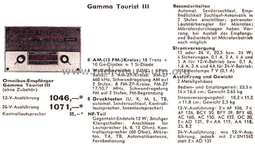 Gamma Tourist III ; Wandel & Goltermann; (ID = 2475292) Car Radio