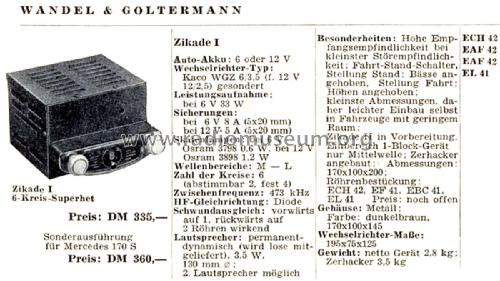 Zikade I; Wandel & Goltermann; (ID = 2393378) Car Radio