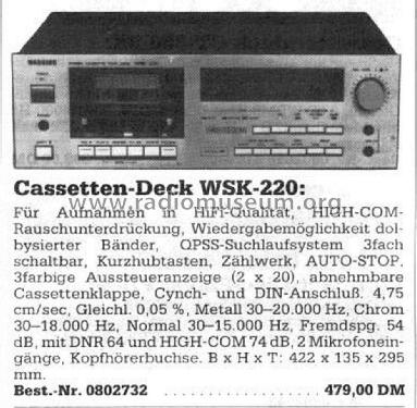 Stereo Cassette Tape Deck WSK-220; Wangine Electronics (ID = 1741933) R-Player