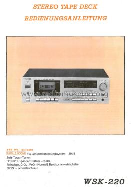 Stereo Cassette Tape Deck WSK-220; Wangine Electronics (ID = 1848370) Sonido-V