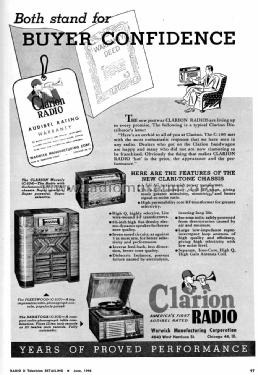 Clarion C-101 The Saratoga; Warwick Mfg. Corp., (ID = 1118480) Radio