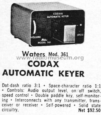 Codax Automatic Keyer 361; Waters Inc.; Wayland (ID = 2083170) Amateur-D