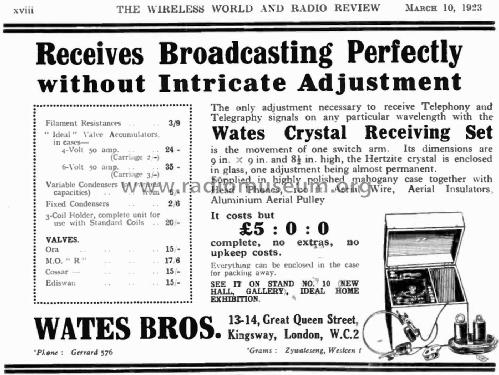 Wates Crystal Receiving Set ; Wates Bros.; London (ID = 2421154) Crystal