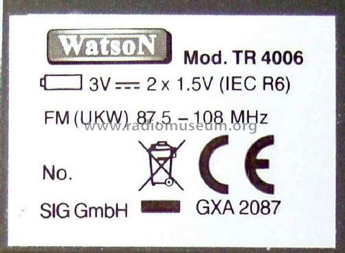 FM - Receiver TR 4006; Watson Marke / brand (ID = 1760508) Radio