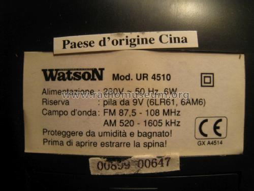 Radiosveglia AM/FM UR 4510; Watson Marke / brand (ID = 2040662) Radio