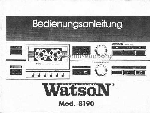 Stereo Cassette Tape Deck 8190C; Watson Marke / brand (ID = 1899544) Enrég.-R