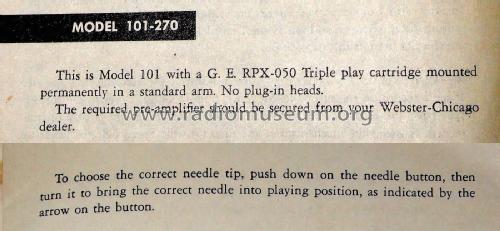 Record Changer Chassis 101 ; Webster Co., The, (ID = 1842025) Sonido-V