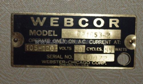 Webcor RP-1653 ; Webster Co., The, (ID = 2388943) Sonido-V