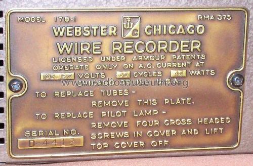 Wire Recorder 178; Webster Co., The, (ID = 1885293) Enrég.-R