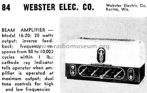 Beam Amplifier 16-20 ; Webster Electric (ID = 1063942) Ampl/Mixer