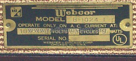 Webcor B-1024-1 ; Webster Co., The, (ID = 1236771) Sonido-V
