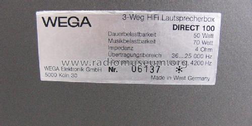 3-Weg-HiFi-Lautsprecherbox direct 100; Wega, (ID = 1949272) Speaker-P