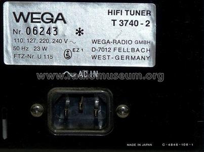 HIFI Tuner T3740-2; Wega, (ID = 699689) Radio