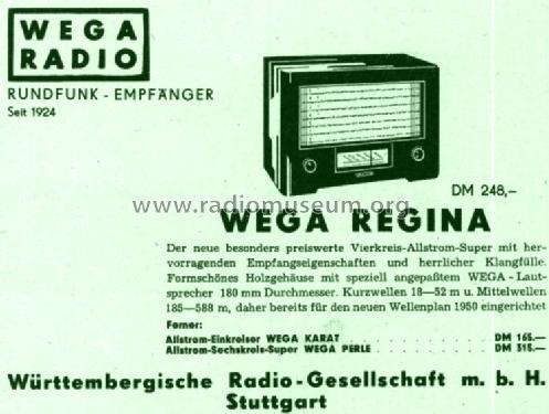 Regina 244GW-1; Wega, (ID = 1519194) Radio