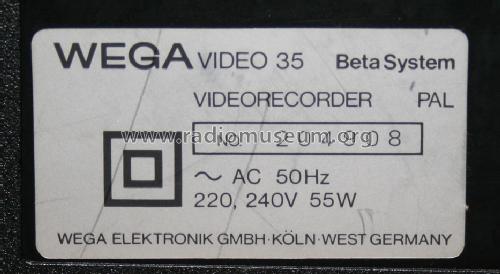 Videorecorder Video 35; Wega, (ID = 1475651) R-Player