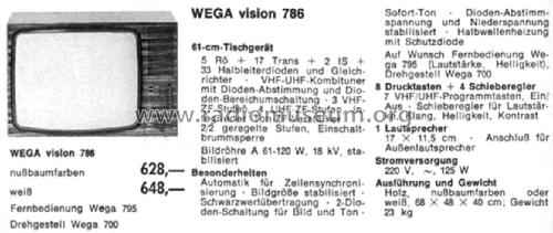 Wegavision 786; Wega, (ID = 2454645) Television