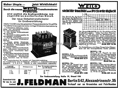 Drossel 10A; Weilo, J. Feldman & (ID = 1775855) Radio part