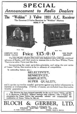 Weldon 3 Radio Weldon Brand, Weldon Electric Supply Co. And Bloch ...