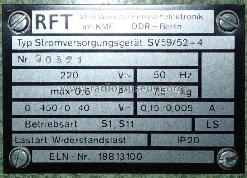 Stromversorgungsgerät SV59/52-4; Werk für (ID = 1970855) Power-S