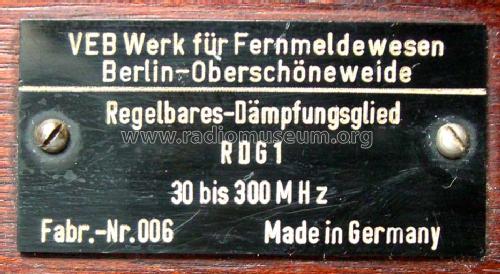 Regelbares Dämpfungsglied RDG 1; Werk für (ID = 1235011) Equipment