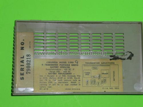 Columbia Transistor C-709; CBS-Columbia Inc.; (ID = 2344585) Radio