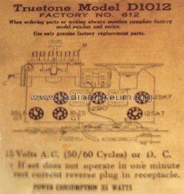 Truetone D1012 ; Western Auto Supply (ID = 632770) Radio