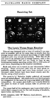 Lewis 3-Stage Receiver ; Western Coil & (ID = 970739) Radio