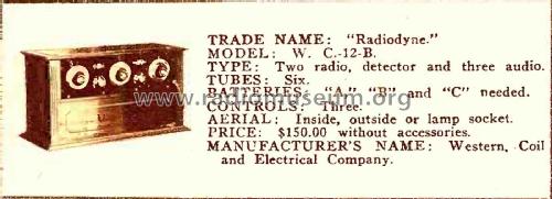 Radiodyne WC12B; Western Coil & (ID = 2086489) Radio