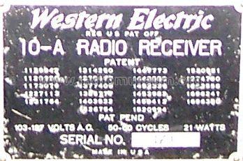 10-A Receiver ; Western Electric (ID = 398896) Radio